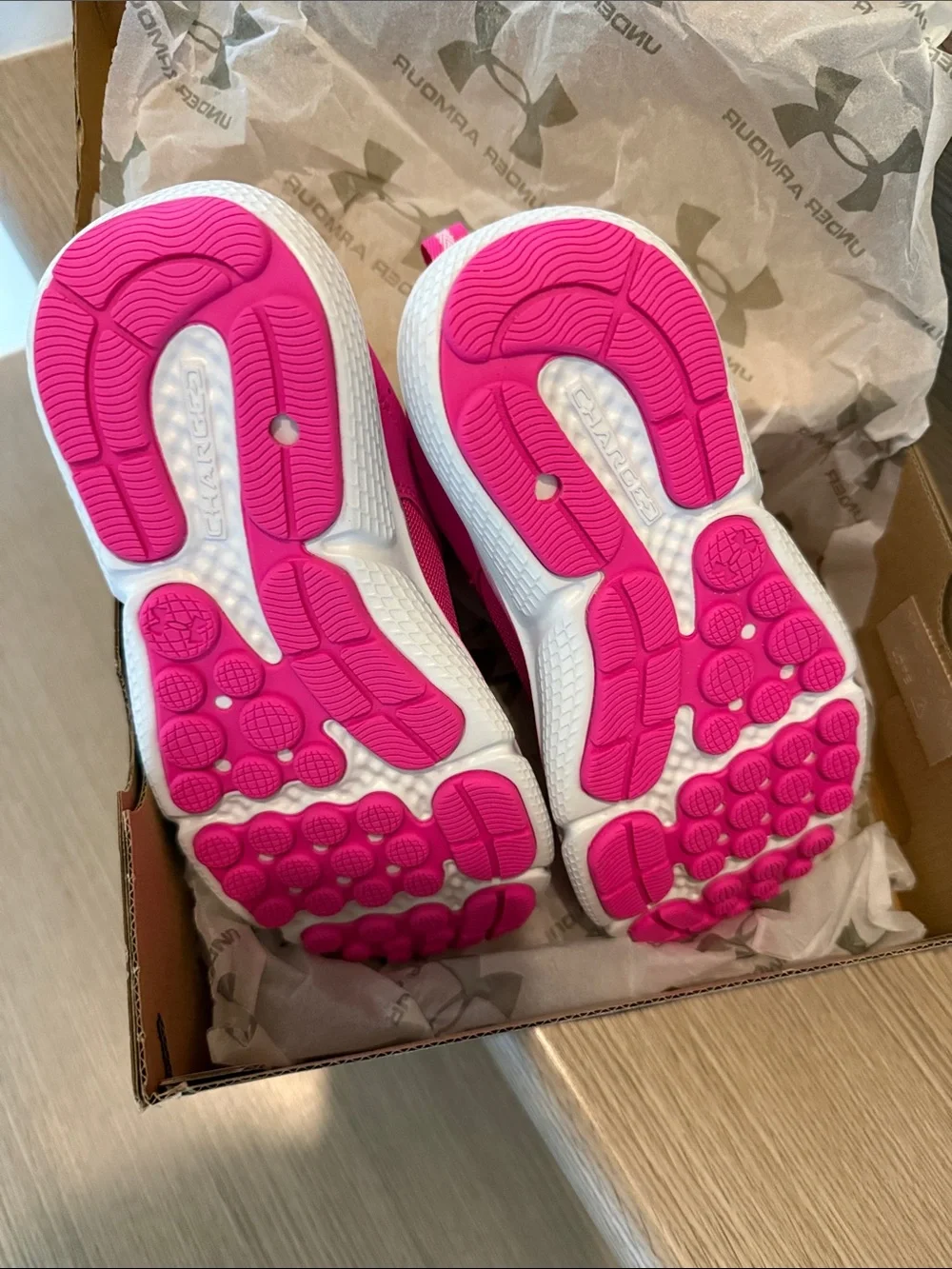 Under Armour Hot Pink & Neon Yellow Kids' Size 1Y Athletic Sneakers